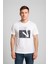 Erkek Rahat Kesim Bisiklet Yaka Baskı Detay T-Shirt 1