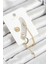 Pirinç Halka Figürlü Zirkon Taşlı Gold Renk 3'lü Kıkırdak Kadın Küpe Set - EBJ250530W34497 1