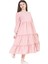Kids G01641-428 Kız Çocuk Kesme Keten Desenli Elbise - Gülücük - Pembe - ST01641-PEMBE-13 Yaş 1