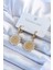 316L Çelik Gold Renk Çyrek Model Zirkon Taş Detay Kadın Küpe - TJ-BKP8018 1