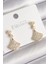 Pirinç Gold Renk Zirkon Taşlı Motif Model Kadın Küpe - TJ-BKP9778 1