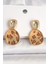 Pirinç Gold Renk Sallantı Leopar Desen Kare Model Kadın Küpe - TJ-BKP10346 1