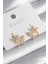 Pirinç Gold Renk Zirkon Taşlı Çiçek Model Kadın Küpe - TJ-BKP9739 1