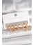 Pirinç Gold Renk Zirkon Taşlı 3 Çift Yıldız Model Kadın Küpe - TJ-BKP10332 1