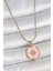 316L Çelik Gold Renk Zincir Pembe Mineli Zirkon Taşlı Kuzey Yıldız Işlemeli Madalyon Model Kadın Kolye - TJ-BKO10172 1
