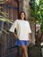 Pamuklu Oversize Basic T-Shirt Ekru 1