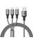 3ın1 Gümüş 1.2 Metre (Mıcro USB - Lıghtnıng - Type C) Telefon Şarj Kablosu 1