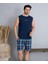 Erkek Bisiklet Yaka Kolsuz Şortlu Pijama Takımı 6185/2 - 1 Adet 1