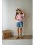 Pembe T-Shirt Kot Şort Takımı 1