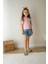 Pembe T-Shirt Kot Şort Takımı 3