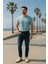 Erkek Slim Fit Likralı Mavi Jean Pantolon 2
