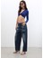 Kadın Yüksek Bel Skater Fit Jean Pantolon Lacivert 8