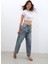 Kadın Yüksek Bel Skater Fit Jean Pantolon Buz Mavisi 4