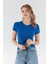 Basic Bisiklet Yaka Crop Tişört 4