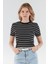 Basic Çizgili Crop Tişört 2