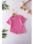 New Taş Işlemeli Kız Çocuk esnek crop - Pembe 1