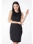 Düz Bisiklet Yaka Kadın Siyah Mini Elbise 4
