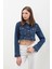 Kadın Püsküllü Crop Jean Ceket 8