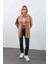 Kadın Oversize Jean Gömlek Bej 5