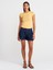 31779 Bisiklet Yaka Basic T-Shirt-Sarı 4
