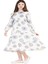 Kids G01602-429 Kız Çocuk Keten Desenli Elbise - Gülücük - Beyaz - ST01602-BEYAZ-13 Yaş 1