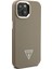 Apple iPhone 15 Kılıf Guess Orjinal Lisanslı M-Safe Şarj Özellikli Grained Triangle Kapak Kahverengi 3