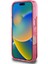 Apple iPhone 16 Pro Kılıf Guess Orjinal Lisanslı Transparan Sıvılı Simli Altın Çizgili Kapak Pembe 4