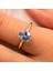 FasekGold 1.50 Karat London Blue Topaz Tektaş 925 Ayar Gümüş Evlilik Teklifi Yüzüğü-Hediye Gümüş Tektaş Yüzük 7
