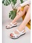 Kadın Hakiki Deri Beyaz Masaj Tabanlı Comfort Sandalet 2