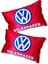 Volkswagen Uyumlu Dijital Baskılı Kırmızı Araç Seyahat Boyun Yastık | 2'li Set 2