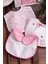 Pembe Bear Desenli Sıvı Geçirmez 3'lü Mama ve Salya Önlüğü 0-18 Ay 4