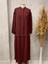 25Y7119 Elbise Gizli Patlı Kuşaklı - Naqshe - 25Y7119 - Bordo - 44 1