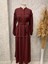 25Y7119 Elbise Gizli Patlı Kuşaklı - Naqshe - 25Y7119 - Bordo - 44 2