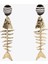 Sari Metal Fisbone Balık Küpe 3