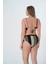 2025 Kreasyonu Bej Çizgi Desenli Bikini Takımı Battal Beden 2