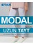 Kadın Beyaz Modal Beli Kemerli Uzun Tayt 1