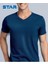 Erkek Lacivert Modal V Yaka T-Shirt 2