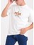 Erkek Beyaz Oversize Dart Logolu T-Shirt 1