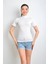 Star Ikinci Ten Kadın Beyaz Kısakol Balıkçı Yaka T-Shirt 2