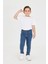Erkek Çocuk Slim Fit Mavi Kot Jean Pantolon Beli Ayarlanabilir Lastikli Düğmeli LX314 3