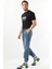 Erkek Beli Lastikli Jogger Pantolon Mavi 3