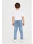 Erkek Çocuk Slim Fit Rahat Kalıp Açık Mavi Jean Pantolon Beli Ayarlanabilir Lastikli Düğmeli LX316 3