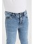 Erkek Çocuk Slim Fit Rahat Kalıp Açık Mavi Jean Pantolon Beli Ayarlanabilir Lastikli Düğmeli LX316 4
