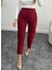 Bordo Yüksek Bel Krep Kumaş Havuç Pantolon 2