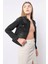 Kadın Antrasit Slim Fit Jean Ceket 6