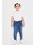 Erkek Çocuk Mavi Dar Paça Skiny Fit Jean Likralı Pantolon Beli Ayarlanabilir Lastikli Düğmeli LX320 1