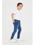 Erkek Çocuk Mavi Dar Paça Skiny Fit Jean Likralı Pantolon Beli Ayarlanabilir Lastikli Düğmeli LX320 2