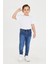 Erkek Çocuk Mavi Dar Paça Skiny Fit Jean Likralı Pantolon Beli Ayarlanabilir Lastikli Düğmeli LX320 3