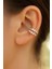 Gümüş Renkli İki Sıralı Taşlı Earcuff Sıkıştırmalı Kıkırdak Küpesi 1