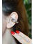 Büyük Bombeli Earcuff Büyük Halka Geçirmeli Kıkırdak Küpesi Gümüş Renk 2